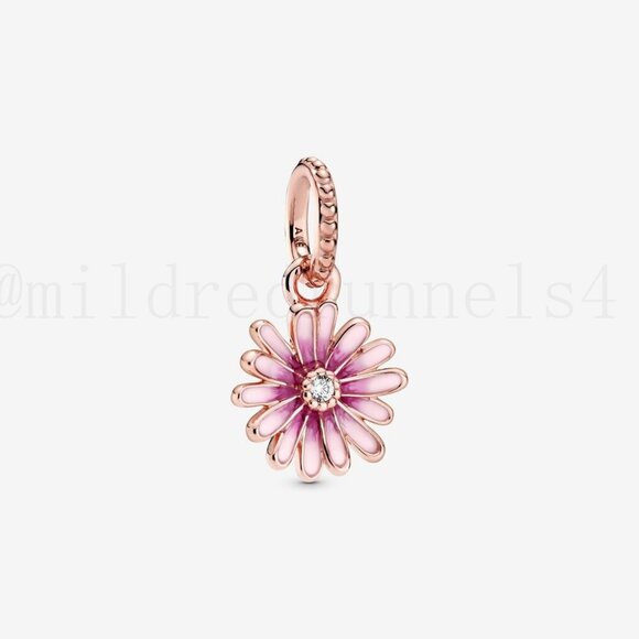 Pandora Pink Daisy Flower Dangle Charm - Picture 1 of 4